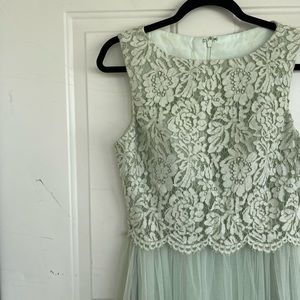 JJ’s house Sage bridesmaid tule dress thick floral lace